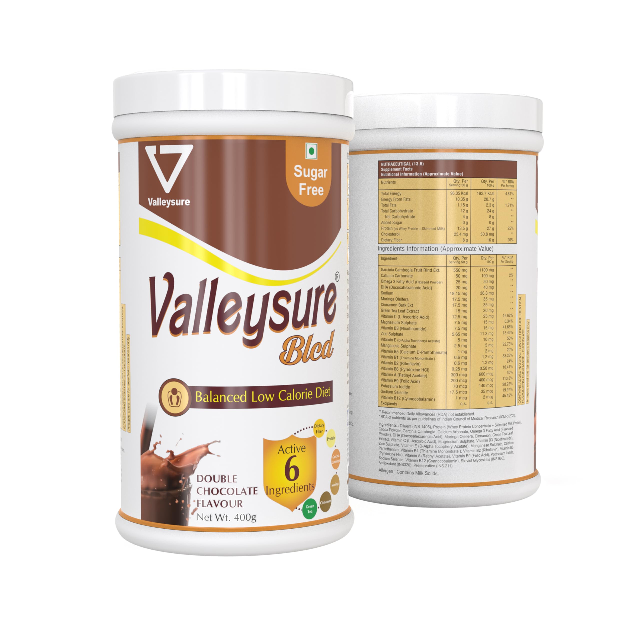 Valleysure Balanced Leveled Calorie Diet (BLCD) Powder – Double Chocolate Flavour, 400g-image-8