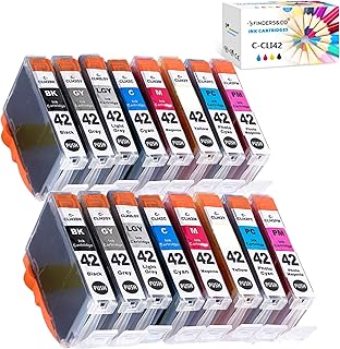 16-Pack CLI42 Cli-42 Ink Cartridge Replacement for Canon Pixma Pro 100 Pro100S Pro-100S Printer (2BK 2C 2M 2Y 2PC 2PM 2GY 2LGY)