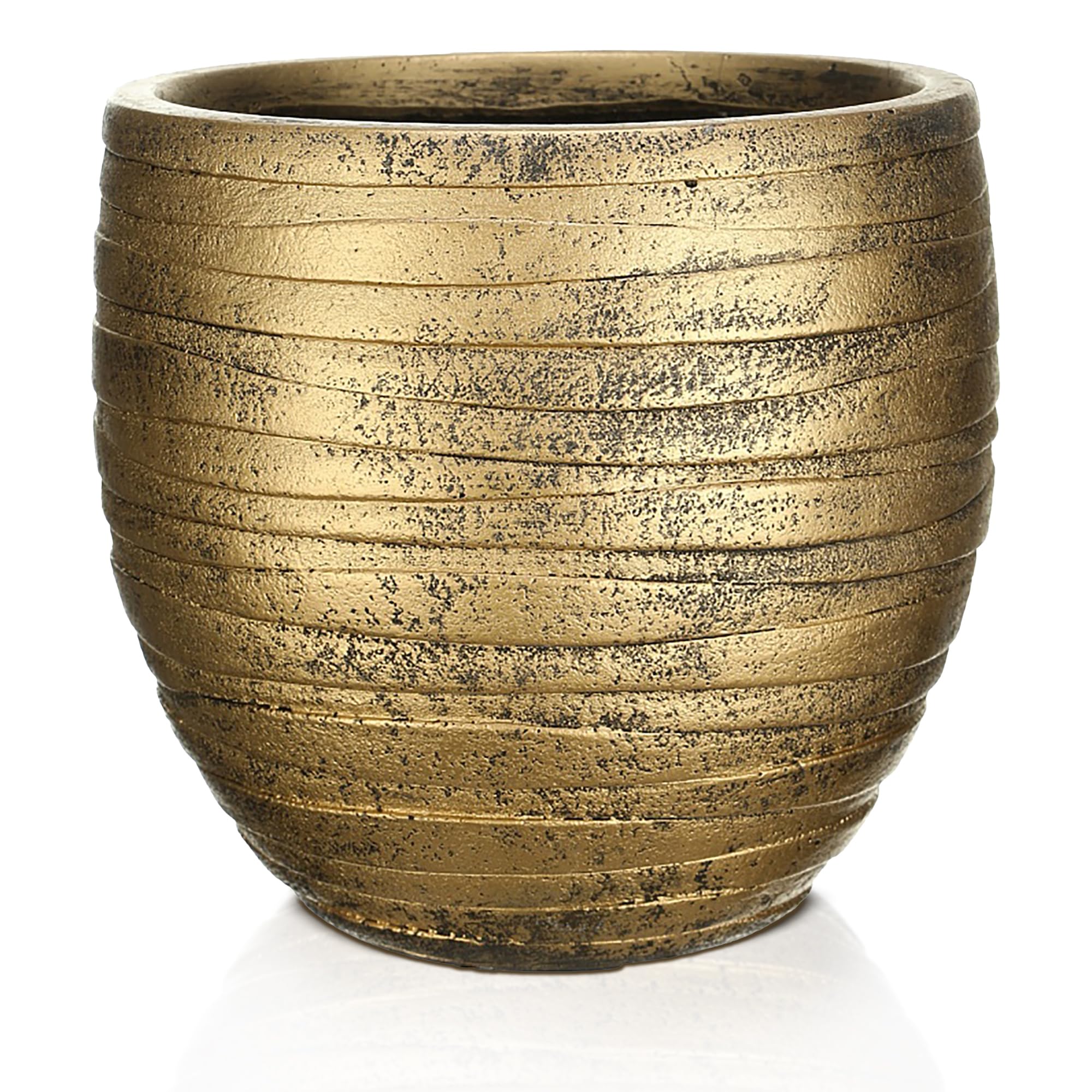 Idealist™ (Dia) 23Cm Gold Plant PotReinforced Stone Round Indoor Planter For Indoor Plants W27 H25.5 Cm14L from B&Q