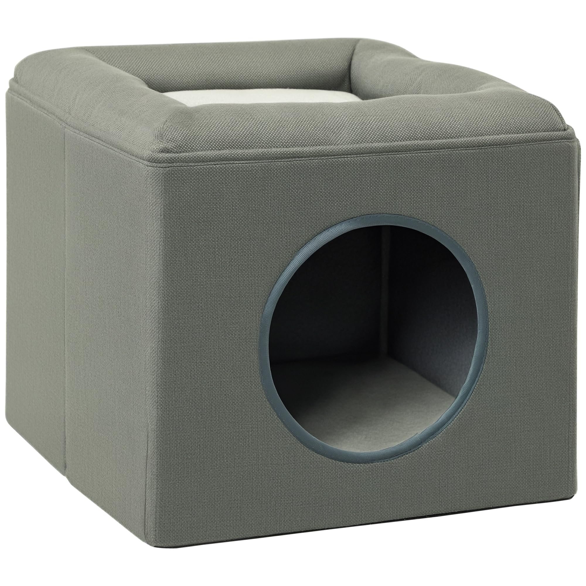 PawHut Katzenhaus aus Rattan mit Kissen Katzenschlafplatz Katzenhöhle mit erhöhten Füßen Braun Ø52 x 58 cm