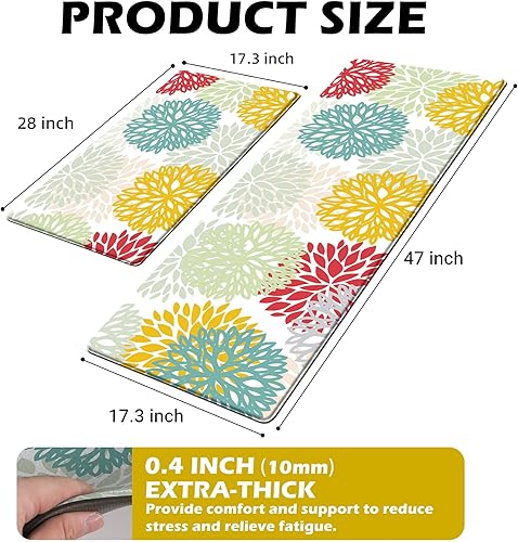 Miniatura 27 de Juego de 2 tapetes de cocina acolchados antifatiga, impermeables, antideslizantes, tapete de espuma viscoelástica, tapete cómodo para fregadero