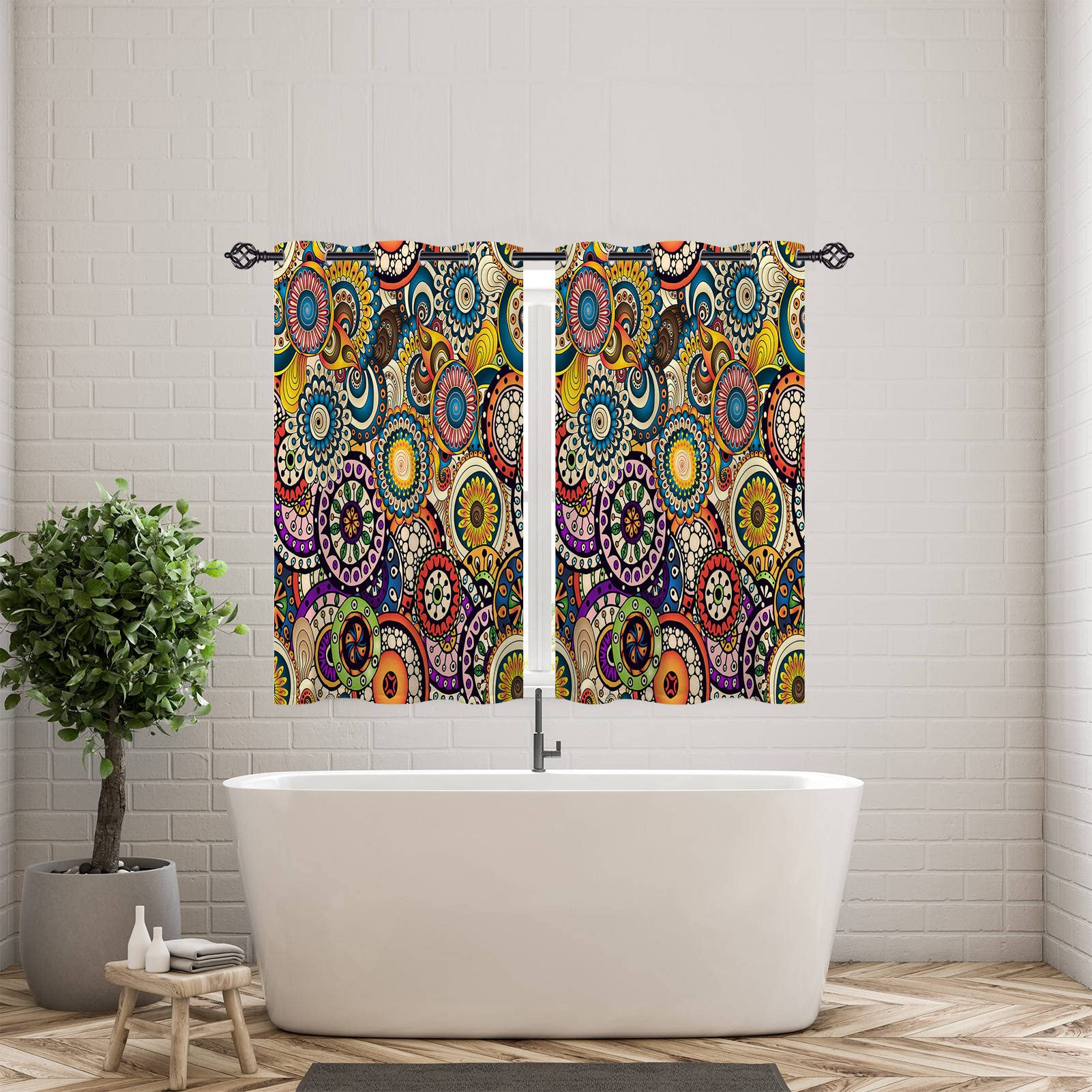 ANHOPE Tende oscuranti con occhielli, morbide, isolate termicamente, con motivo floreale e farfalle, per camera da letto e soggiorno, 117 x 183 cm, 2 pannelli