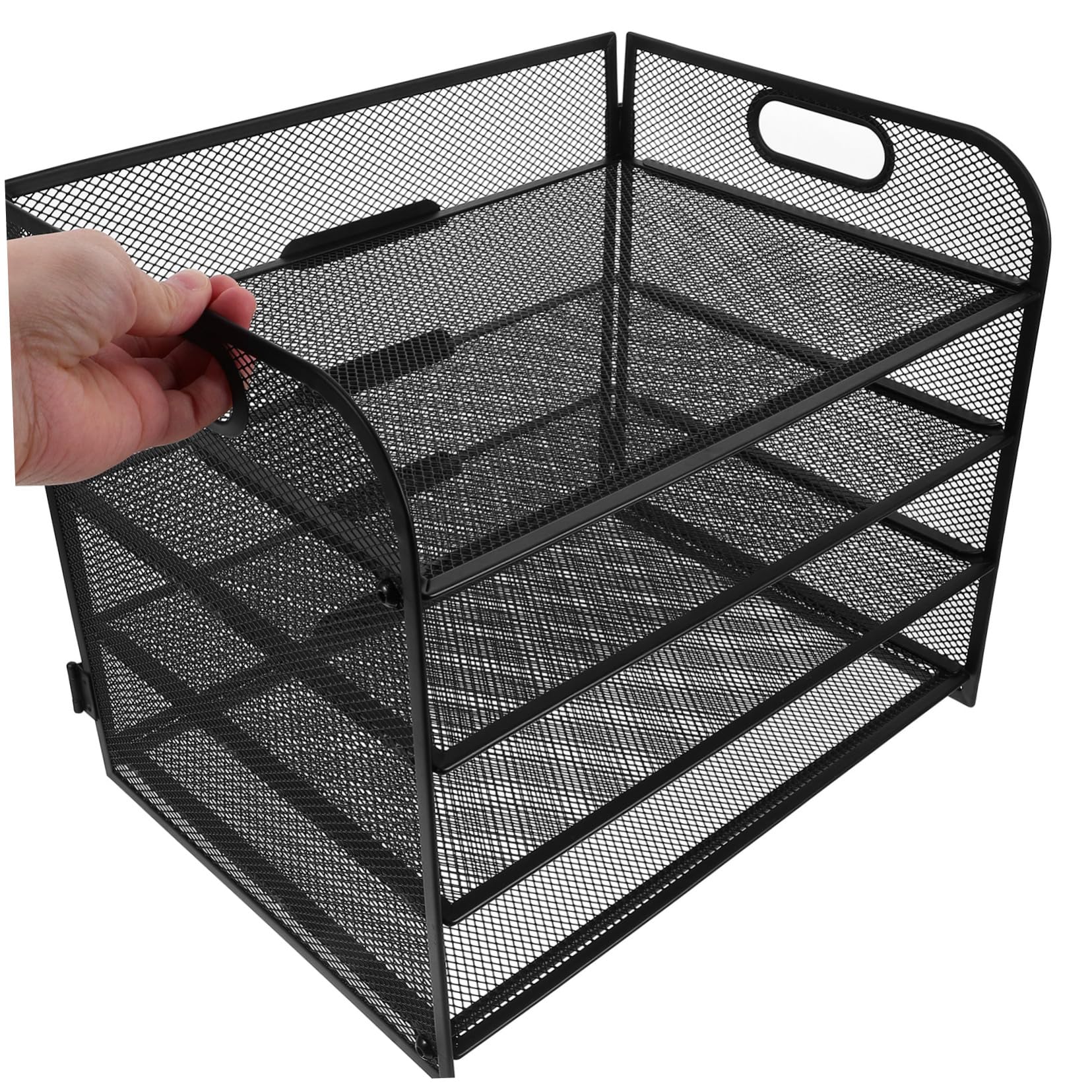 OSALADI 4livello Organizzatore per Documenti in Rete Metal Portadocumenti con Maniglia Struttura Quattro Organizer da Scrivania per Ufficio e Scuola