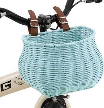 GRANNY SAYS Oval Kids Bike Basket Front, Bicycle Baskets for Girls and Boys, Wicker Basket for Bikes with Adjustable Straps for Scooter
