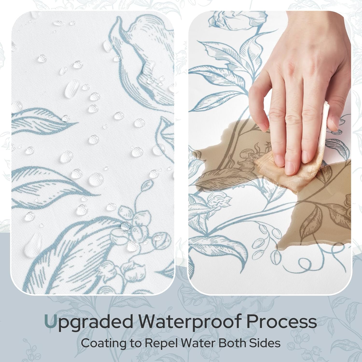 HOMEIDEAS Blue and White Floral Shower Curtain 72x84 Inch, Modern Extra Long Shower Curtains for Bathroom with Hooks, Waterproof Fabric, SPA Bathroom Decor