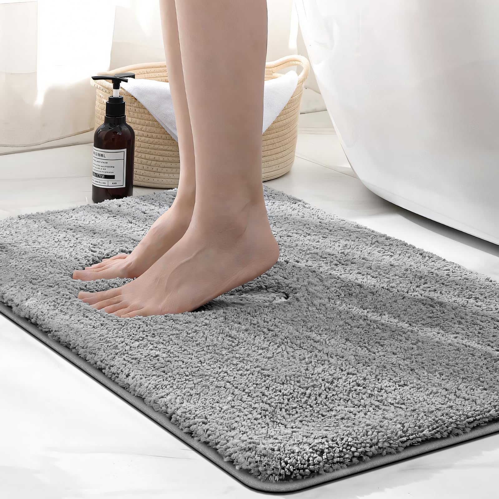 wyewye Mikrofaser-Badvorleger 2 cm super saugfähig 50 x 80 cm grau