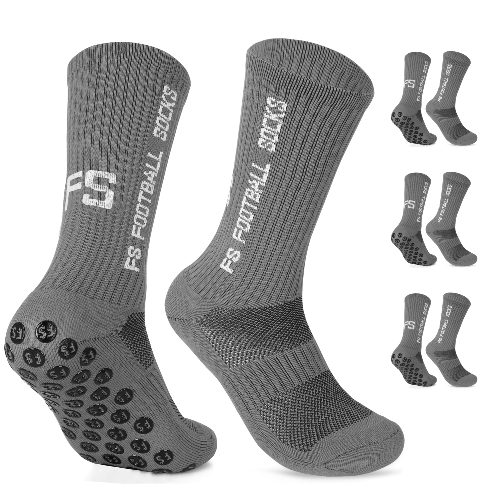 Gohanny Calze Calcio Antiscivolo Pacco da 3 Grip Socks Calcio, 35-39 39-46, Pettinato al 75%, Traspirante ed Elastico, Football Socks per Uomo Donna-Unisex Adulto