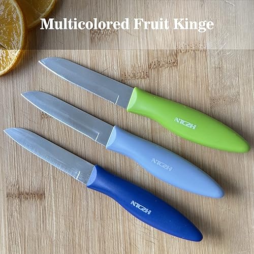 Miniatura 7 de Cuchillos de pelar clásicos con borde recto, juego de 6 cuchillos de pelar de color de punta de lanza para frutas y verduras, cuchillos de cocina