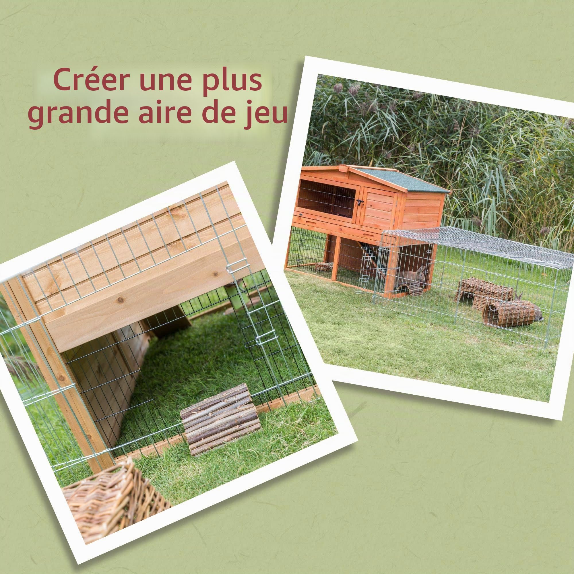 Trixie Natura Enclos avec Couverture Galvanisé pour Lapin, 216 × 65 × 116 cm