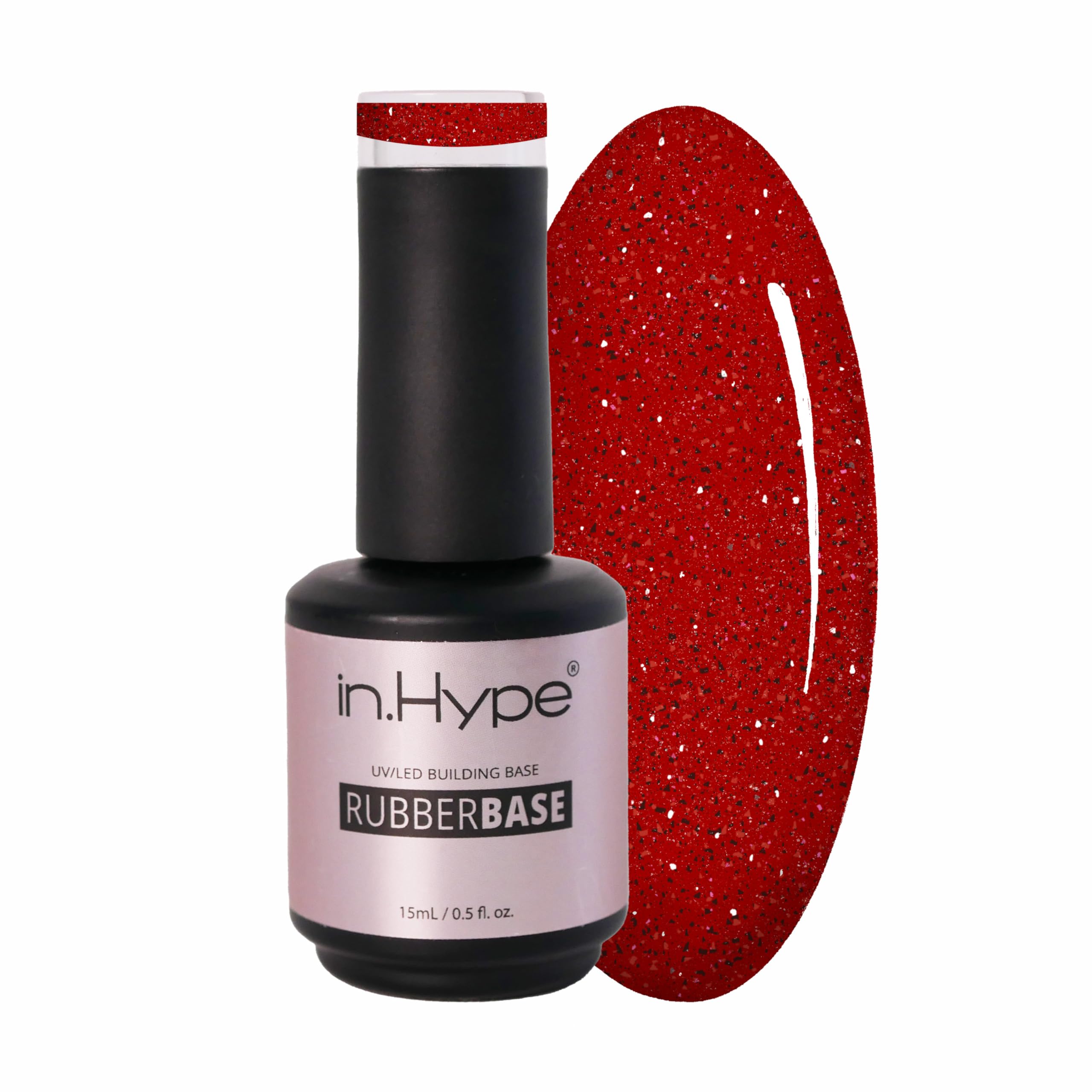 IN.HYPE Rubber Base Gel - Light-Reflective/Flash Shimmer. Soak off. UV/LED Curable (Christmas Red)