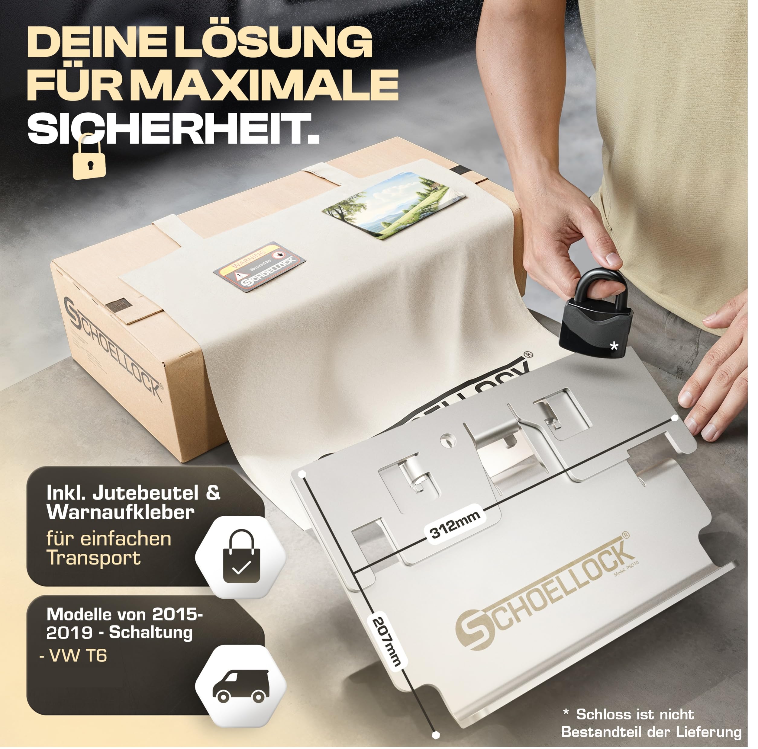 SCHOELLOCK® Pedal Lock Anti-Theft Device for Volkswagen VW T6, Year of Manufacture 2015-2019, Gears - Camper & Motorhome