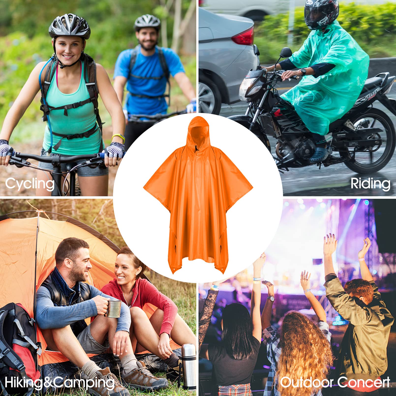 Poncho imperméable léger réutilisable avec pochette de transport pour cyclisme, randonnée, camping, activités de plein air