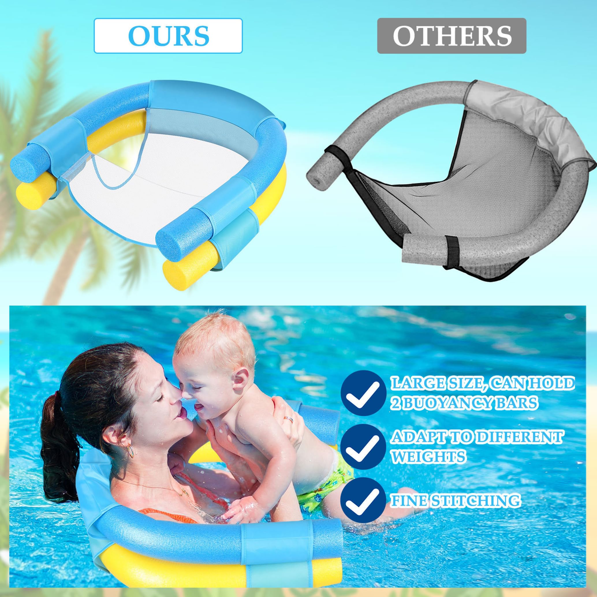 Silla flotante para piscina, 1 unidad, no inflable, para adultos y niños, gris, 40 pulgadas