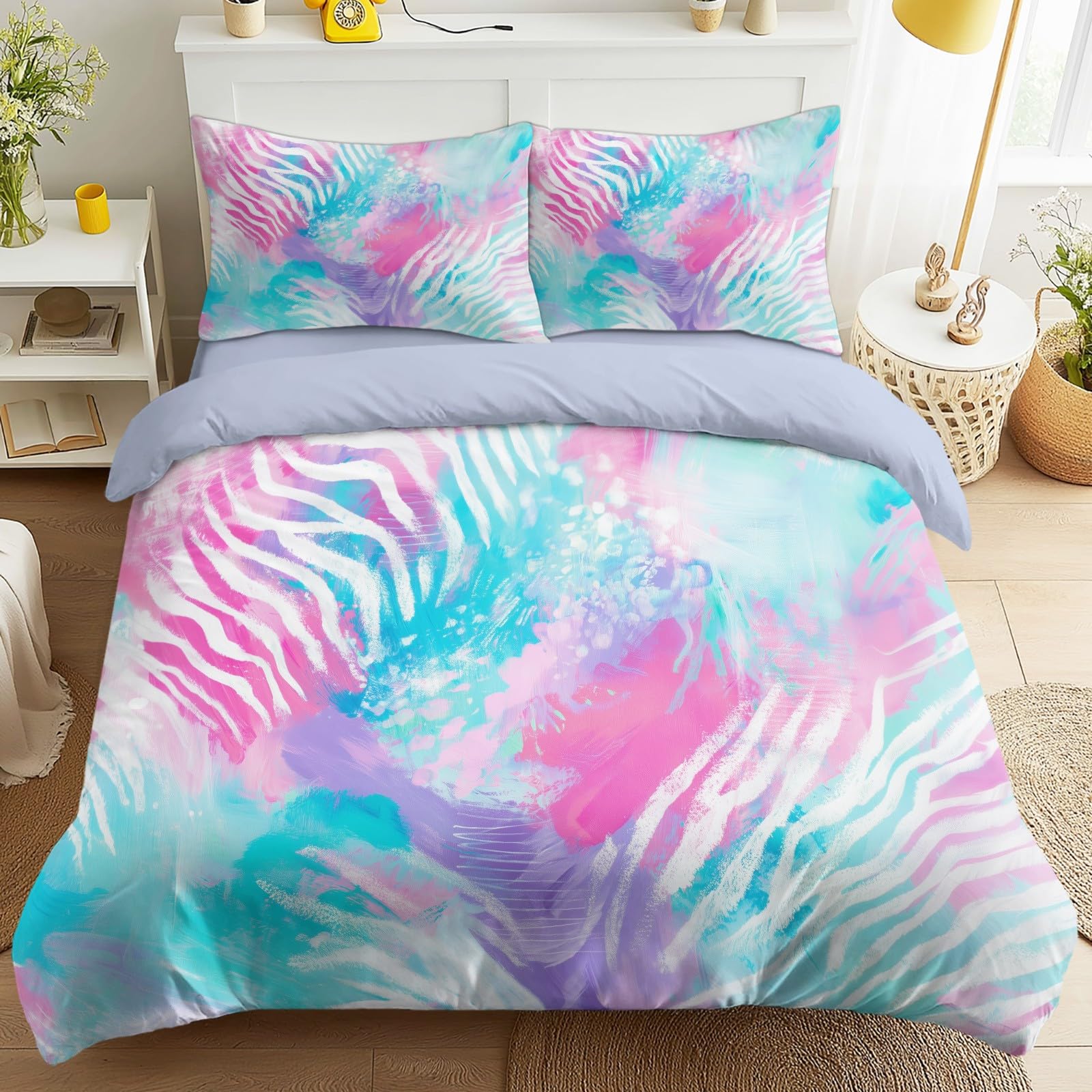 Parure de lit 2 personne texture vague avec housse de couette 260x240cm