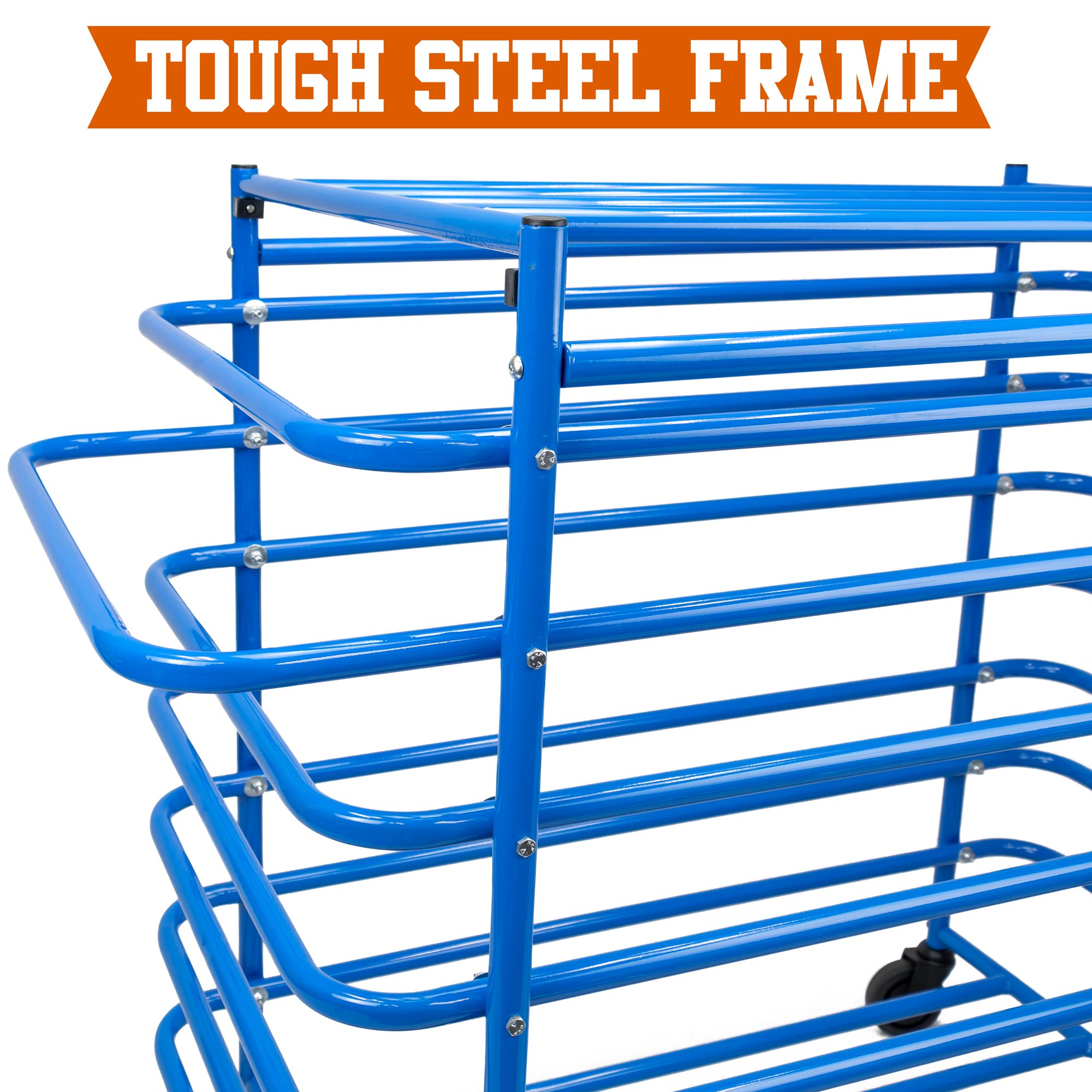 Crown Sporting Goods Metal Sports Ball Cage MultiSport Steel Frame Ball Locker with Caster