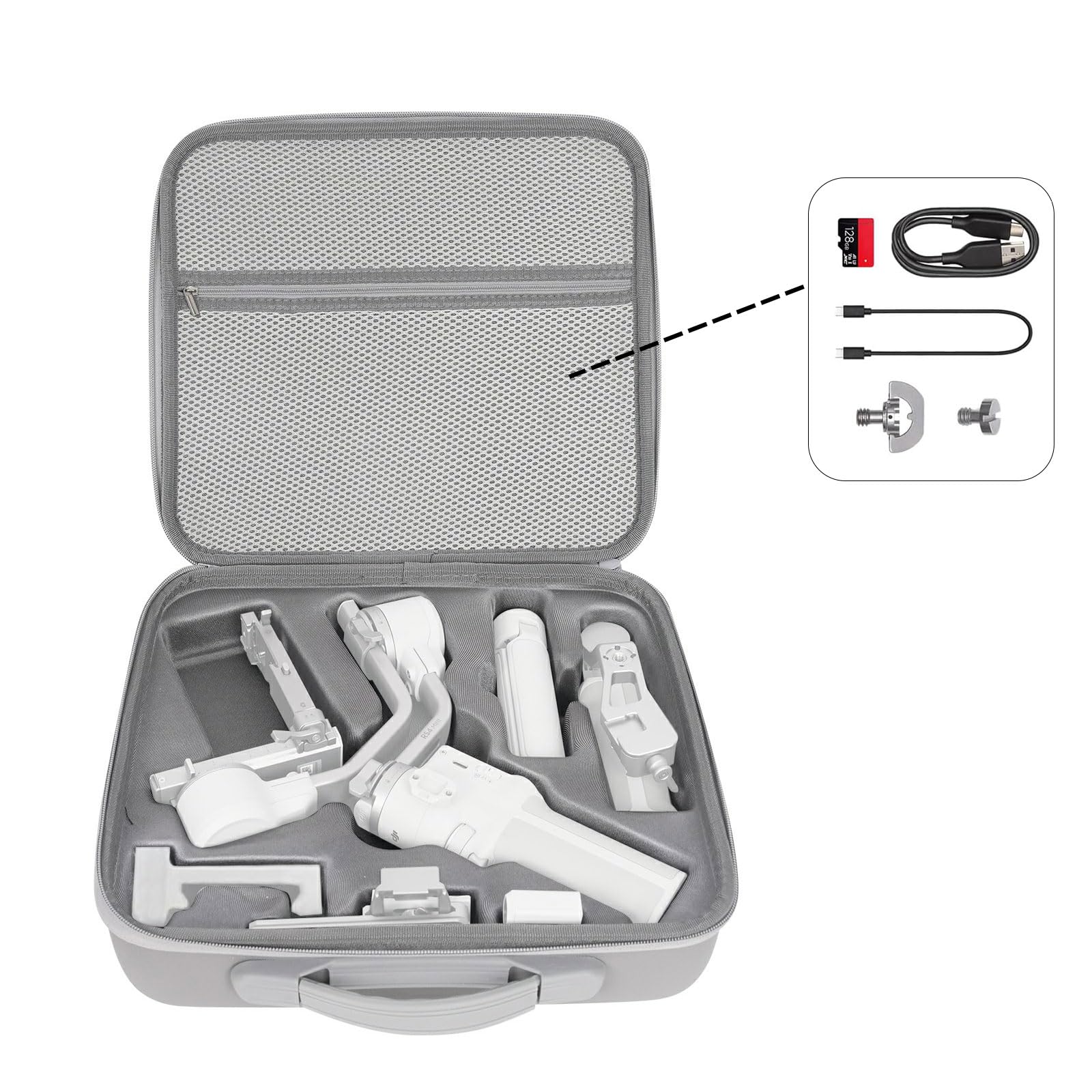 DF DIGITALFOTO Custodia da Trasporto Leggera RS4 Mini con Tracolla, Borsa Protettiva Rigida Resistente All'acqua e Agli urti per Riprese All'aperto, Compatibile con DJI RS4 MINI Creator Combo, Grigio