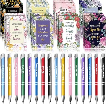 Funrous 32 Pcs Mini Notebooks with Pens Adults Party Favors, Motivational