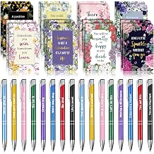 Funrous 32 Pcs Motivational Quote Pens Inspirational Notepads Mini Journal with Ballpoint Pen Small Notebooks Gift Set for Men Women Coworkers, Adult Party Favors Christmas Prizes GiftMotivational