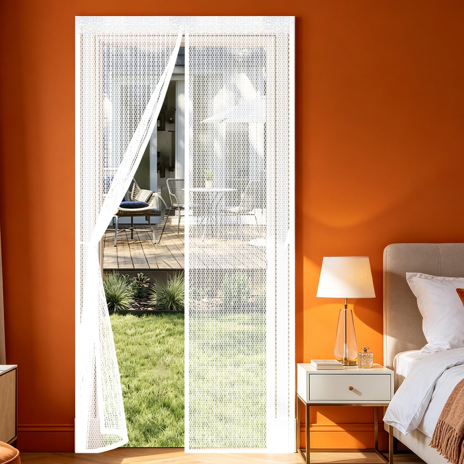 Moustiquaire porte 83 x 255 bloquant les insectes sans percer le mur