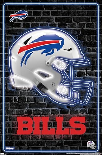 Trends International NFL Buffalo Bills - Póster de pared con casco neón 23, 22.37 x 34.00 pulgadas, versión premium sin marco