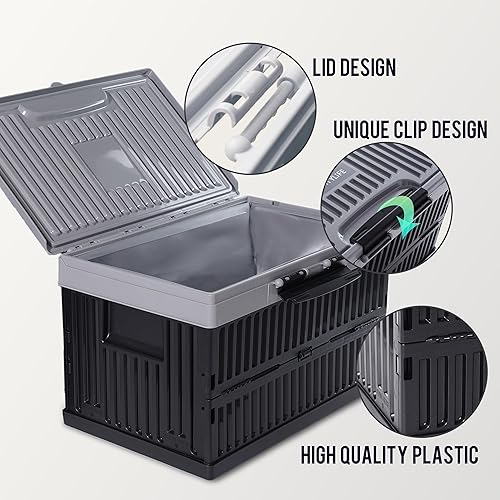 Miniatura 7 de Citylife - Contenedores de almacenamiento plegables de 37 cuartos de galón con tapas, contenedores de almacenamiento de plástico apilables