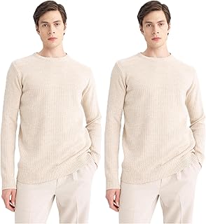 DeFacto mens Standard Fit Crew Neck Long sleeve sweater Pullover Sweater (pack of 1)