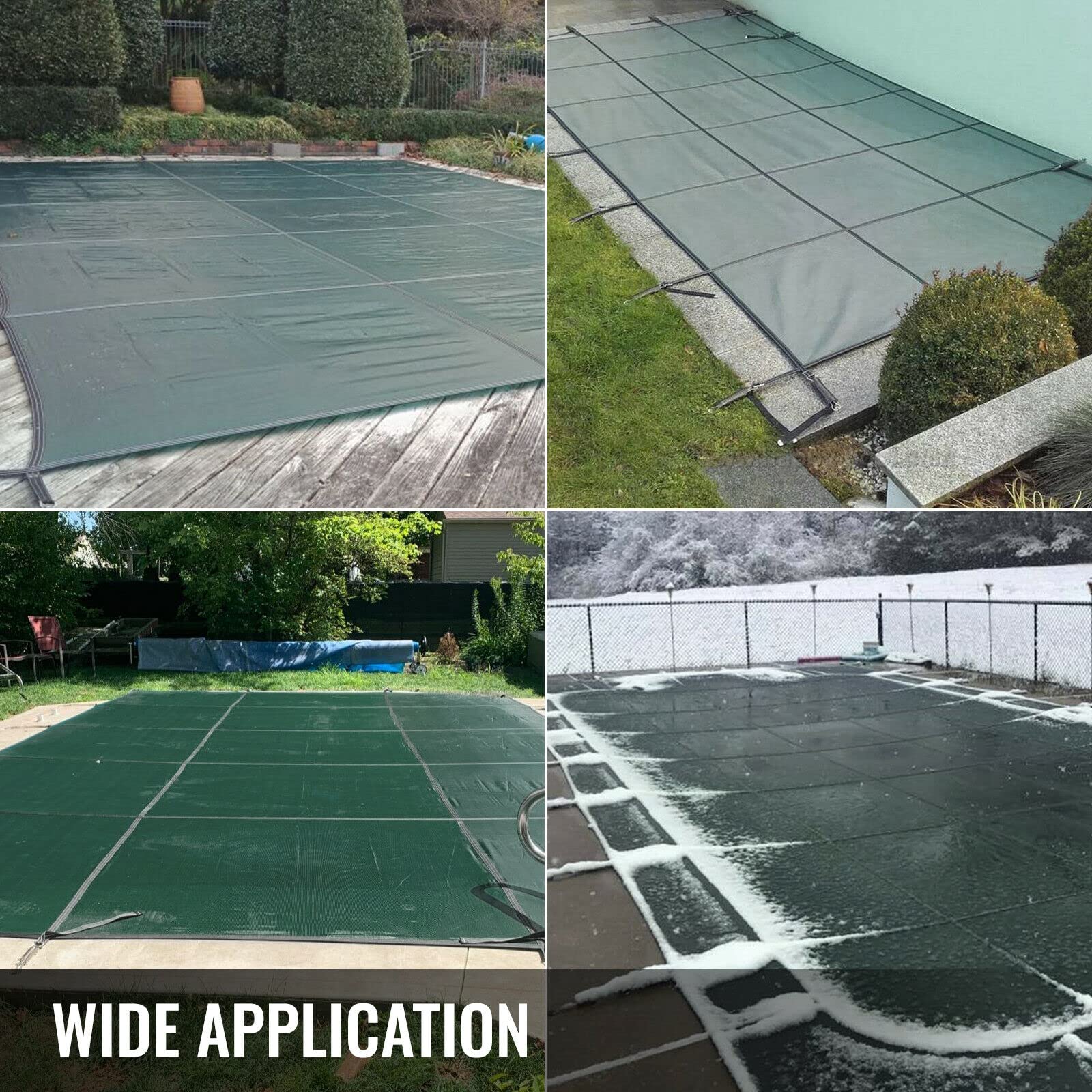 Schwimmbadabdeckung Inground Green Mesh Solid Rechteck Pool Sicherheitsabdeckung for Winter Home Schwimmen pood Schutzhülle Für Erhöhte Langlebigkeit(for 16x40ft Pool)