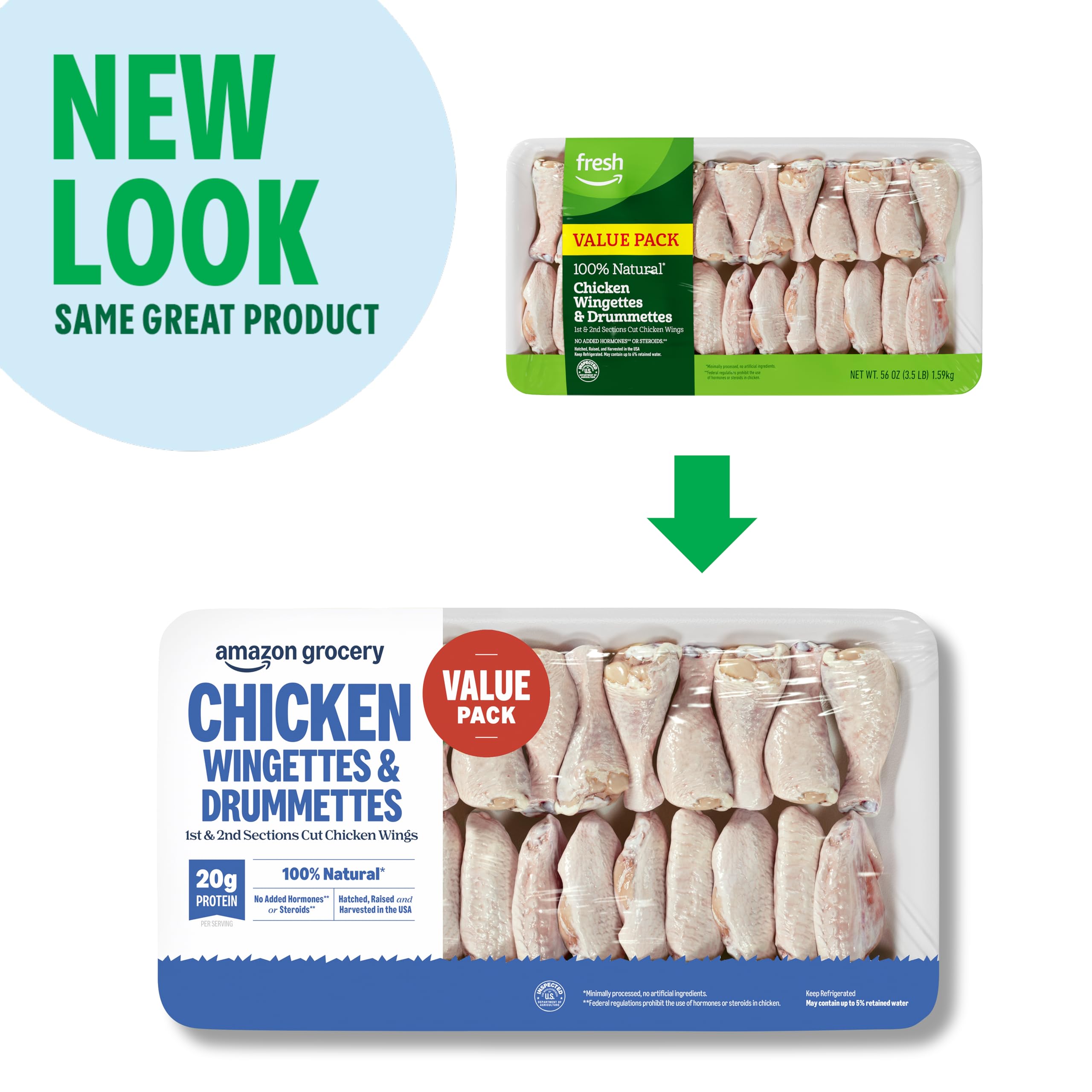 Amazon Grocery Chicken Wingettes Drummettes Value Pack 100 Natural Weight Varies — view 3