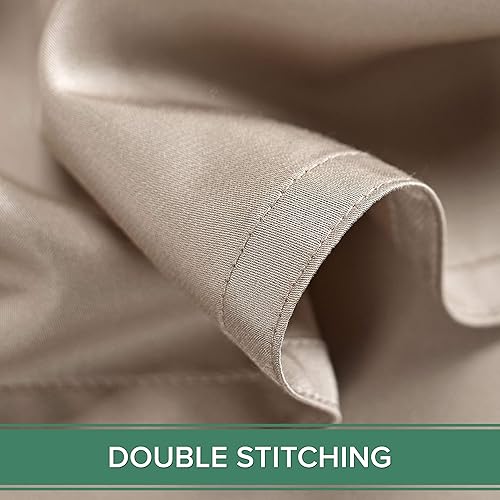 Miniatura 8 de Pure Bamboo - Sábanas de viscosa auténtica, 100% orgánica, derivada de bambú, lujosamente suaves y frescas, doble costura (tamaño matrimonial, arena)