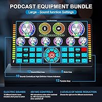 Vista 3 de Paquete de equipo de podcast, interfaz de audio y micrófono condensador XLR, equipo de estudio con alimentación fantasma de 48 V, Bluetooth