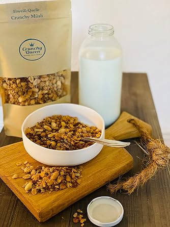 Protein-Knuspermüsli Probierpaket Sparpaket 30% Eiweiß Handgemacht High Protein & Low Carb Müsli Vegan Müsli ohne Zucker Erdnussmus 3x 340g Packung