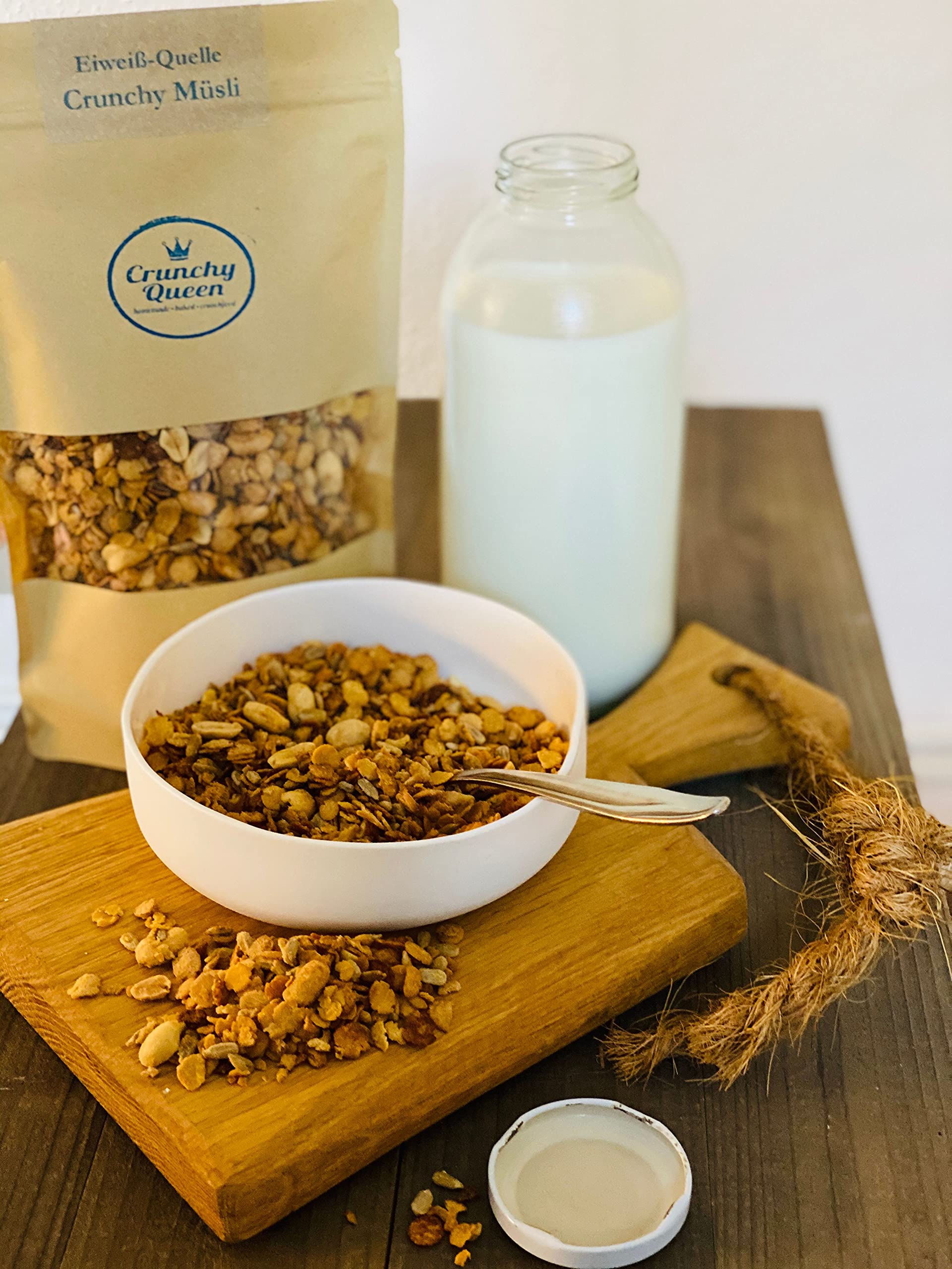 Protein-Knuspermüsli Probierpaket | Sparpaket | 30% Eiweiß | Handgemacht | High Protein & Low Carb Müsli | Vegan | Müsli ohne Zucker | Erdnussmus | 3x 340g Packung