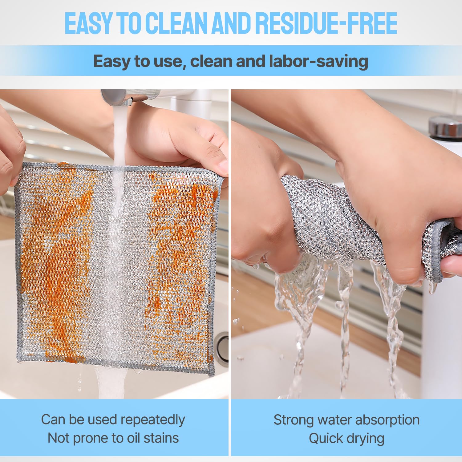 YIGAARUI Wire Dishwashing Rags, Multipurpose Non Scratch Dish Scrubbing Cloth for Wet & Dry - Image 4