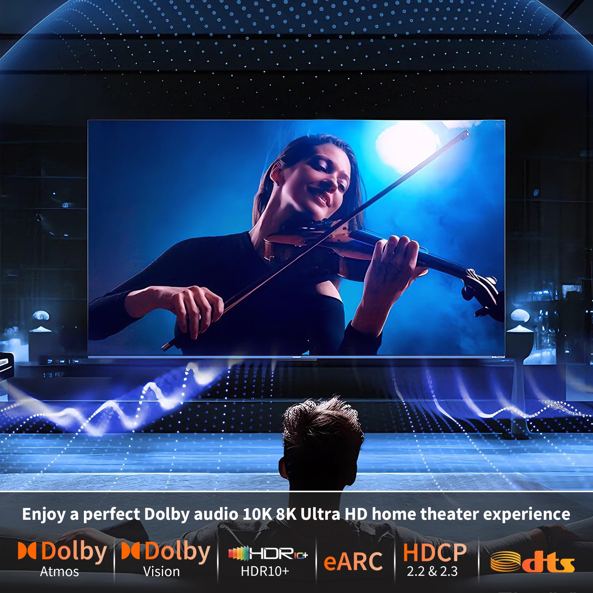 Câble HDMI 2,5m 10K 8K,câble HDMI ultra haute vitesse 10K 8K@60 Hz 4K@240 Hz,compatible HDMI 2.1,HDR10+,eARC,3D,HDCP 2.2 et 2.3,VRR,DTS:X,compatible avec PS5/4,Xbox,TV HD,PC,moniteur,projecteur