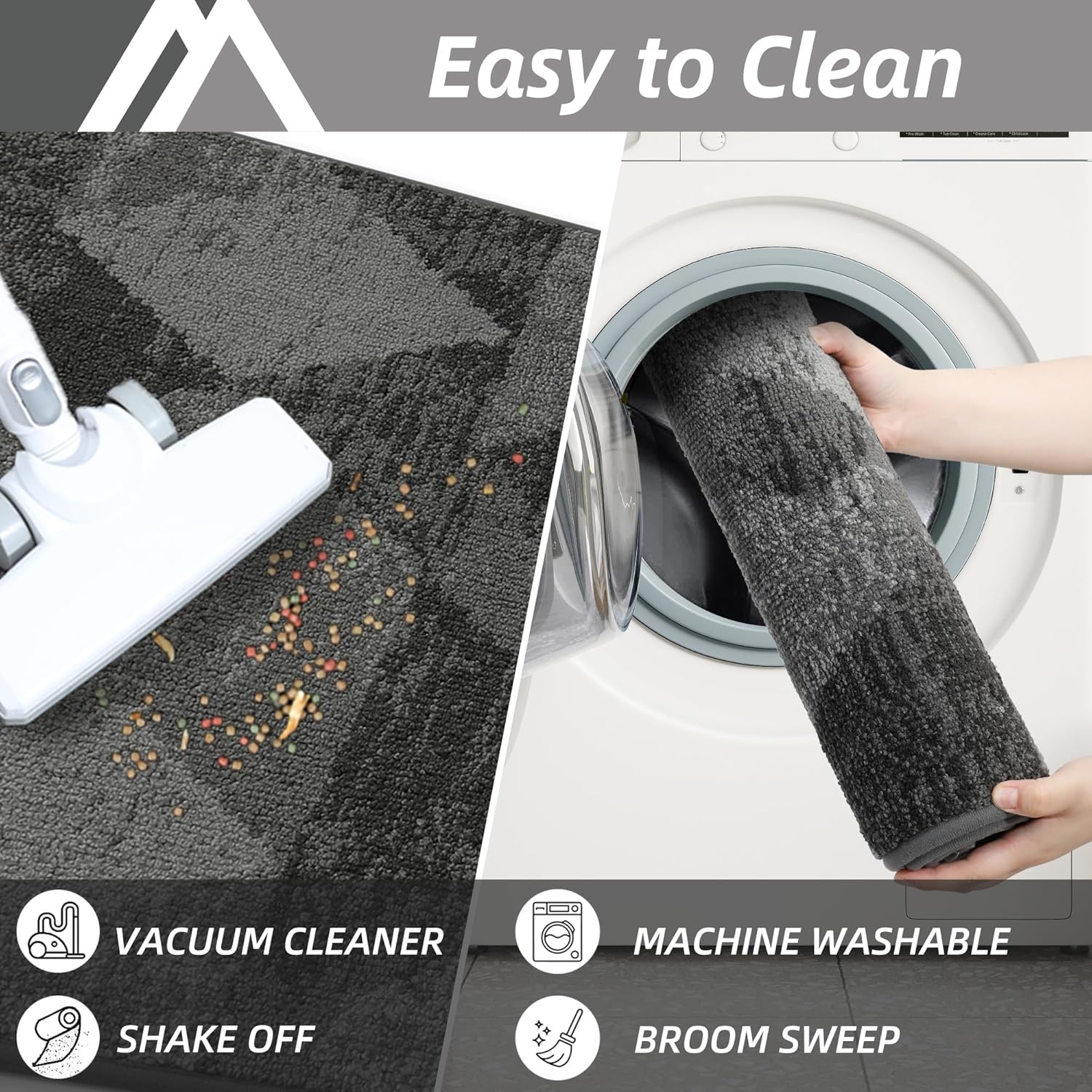 COSY HOMEER Entryway Rugs Doormat 20"x32", Non-Slip Absorbent Polyester, Washable Rugs for Front Door, Dirty Paws & High Traffic Areas, Gray - Image 6