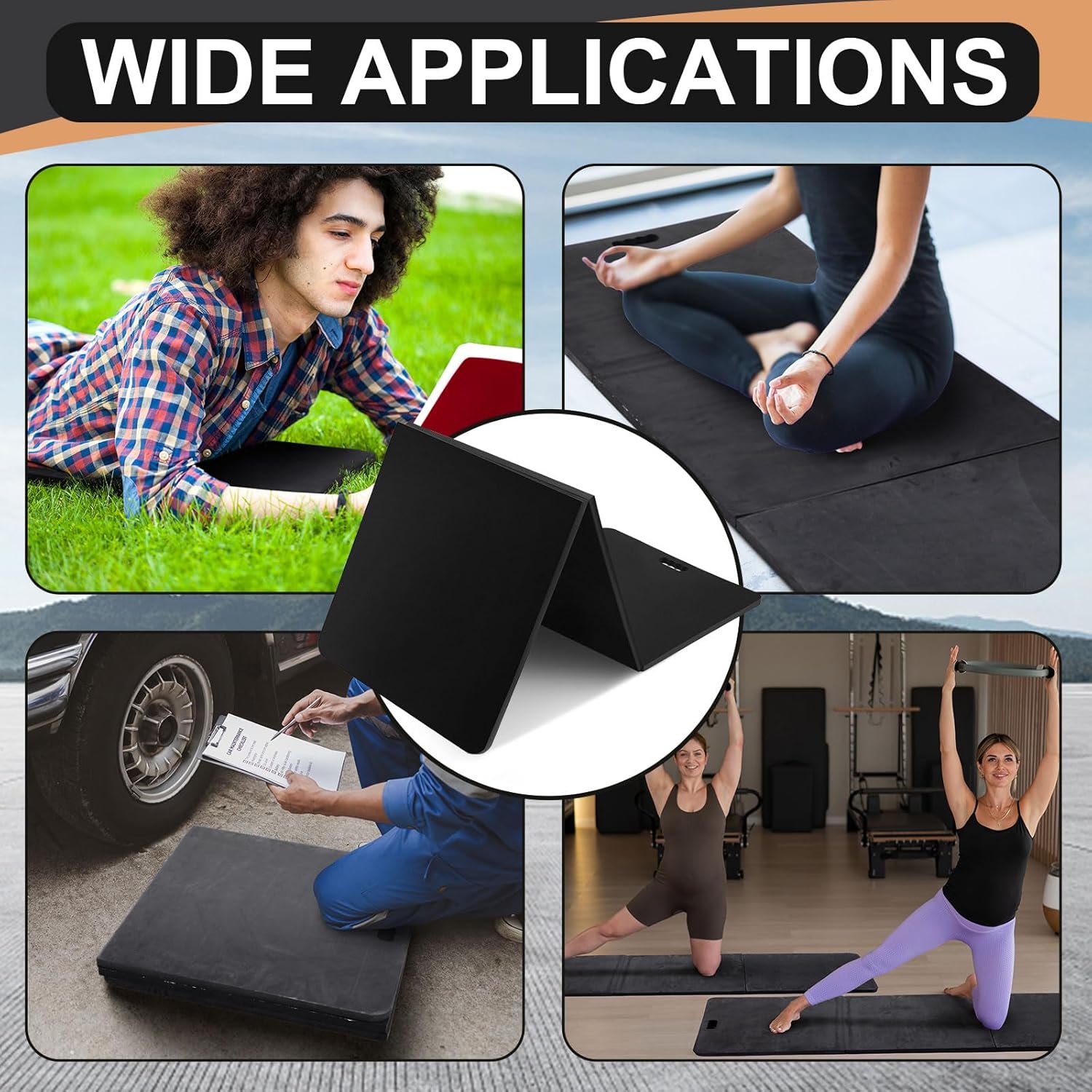Nuanchu 6'x 2' Mechanic Folding Track Mat for Working on Car Knee Protection EVA Trailer Track Mat Kneeling Pad Cushions for Gym Exercise,Garage,Gardening,Camping,Home Workouts,with Storage Bag