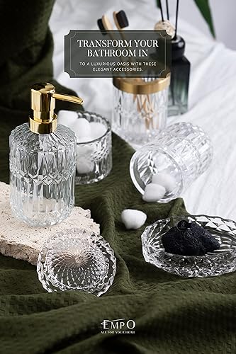 Vista 3 de EMPO Juego de 6 accesorios de vidrio transparente para baño