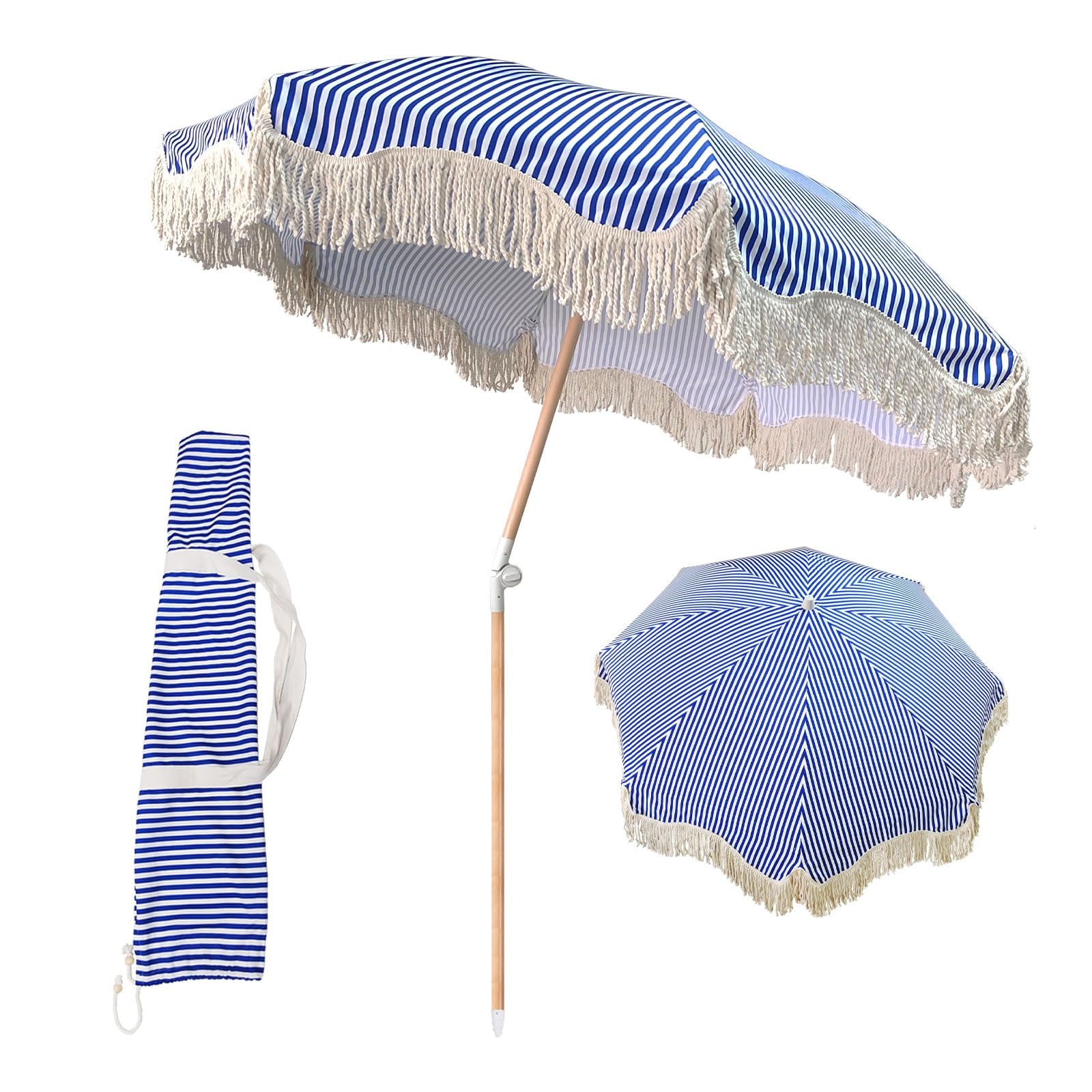 Sombrilla de jardín reclinable contra quemaduras solares y ráfagas de viento en el patio
