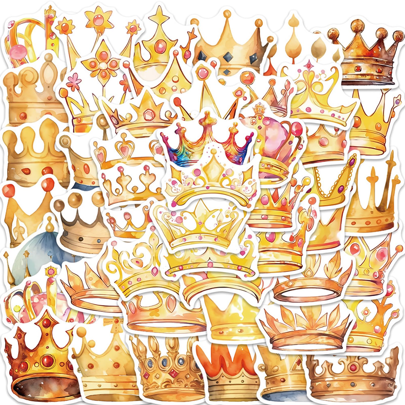 Qcbuegof 50 Pcs Self Adhesive Stickers Crown Laptop Water Bottle Guitar Decals Scrapbooking Decals