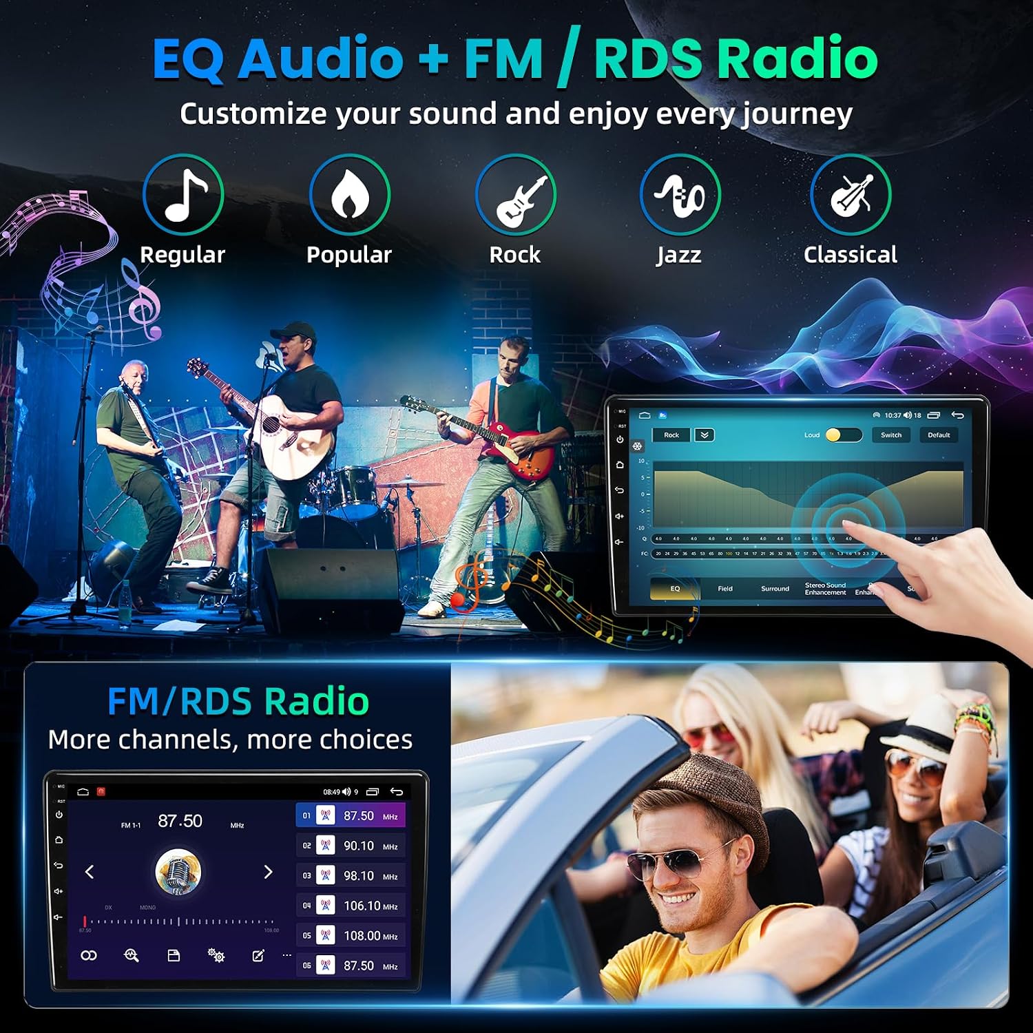 10.2" QLED Android 15 Upgrade Car Radio for Chevy Silverado GMC Sierra 2014 2015-2018: 1280 * 800P HD Touch Screen, Wireless CarPlay & Android Auto, 5G WiFi, GPS, Bluetooth FM SWC Backup Camera