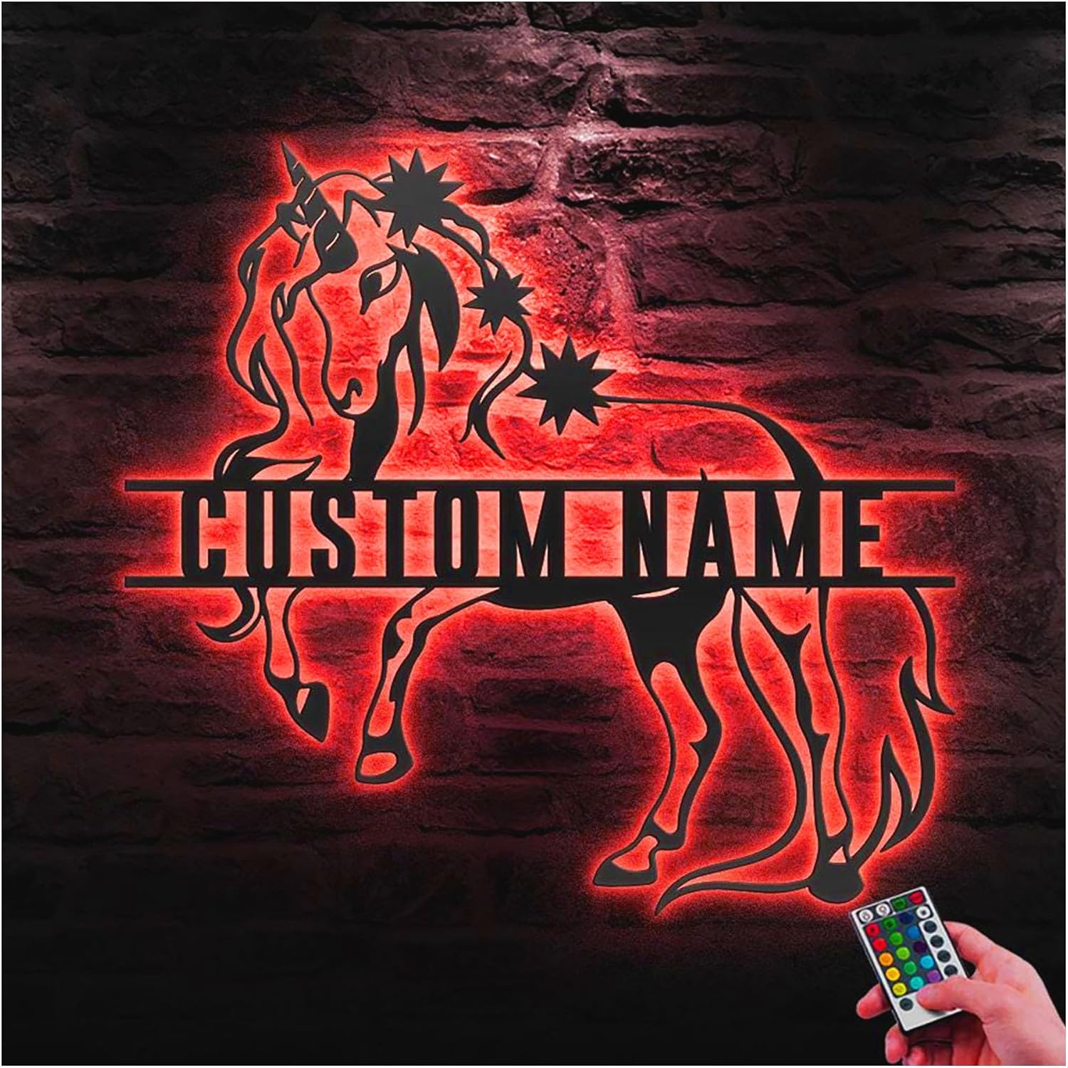 TIMID Custom Text Metal Sign,Custom Unicorn Metal Wall Art LED Light Personalized Unicorn Lover Name Sign Home Decor Decoration Christmas Birthday Gift,16 color LED light