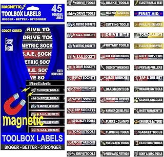 Ultimate Magnetic Tool Box Organizer Labels - Blue Edition organize boxes, drawers & cabinets “Quick & Easy”, fits all brands of ‘Steel’ tool chest Craftsman, Snap-on, Mac, Matco & Cornwell