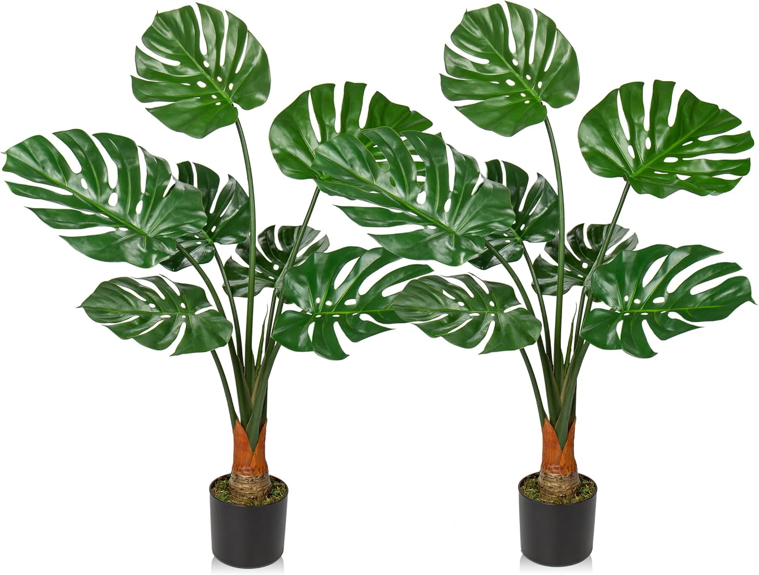 2Pack Large Fake Plant 36" Faux Monstera Plant UV Resistant Fake Monstera Floor Plant Realistic Artificial Plants Indoor Outdoor for Home Office Farmhouse Garden Decor, 3ft Tall Artificial Tree
