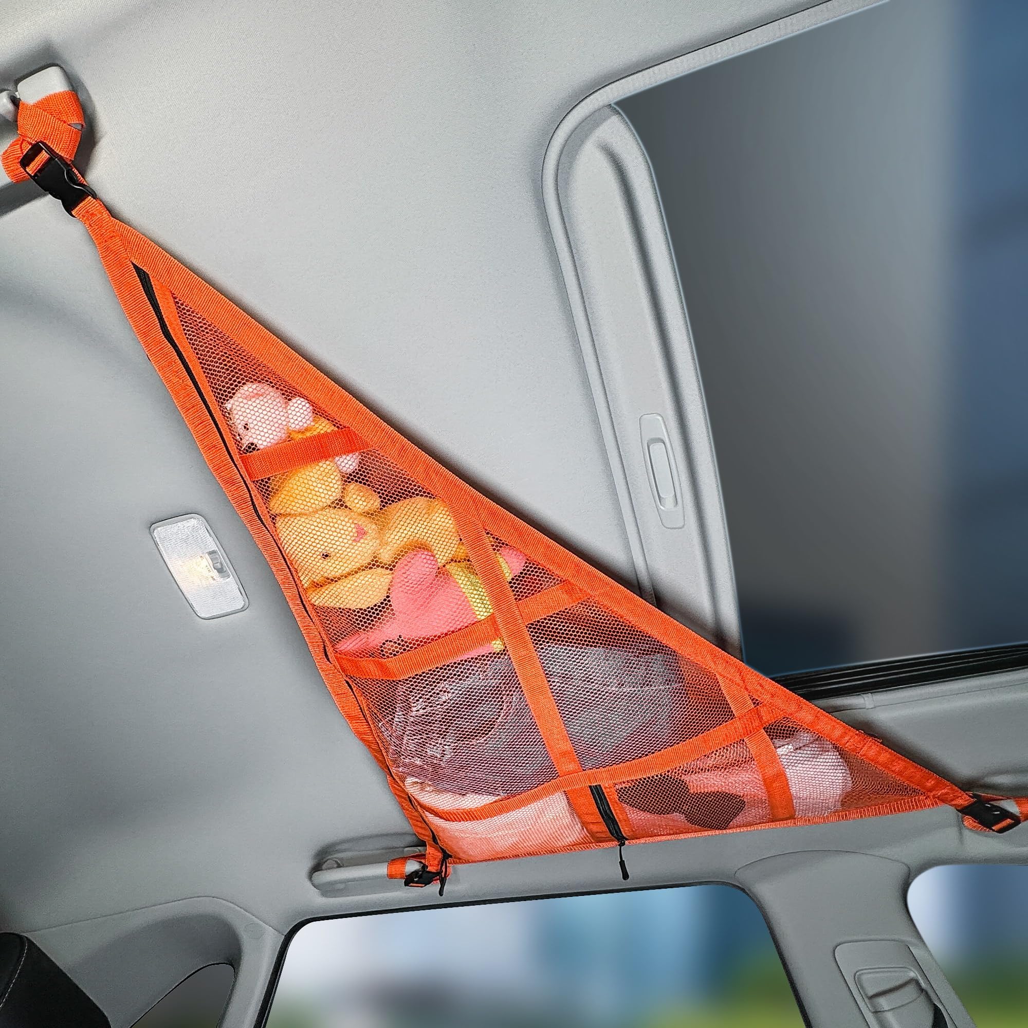 3 Handles Car Ceiling Cargo Net for Inside Car Roof