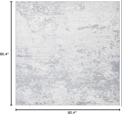 Miniatura 195 de SAFAVIEH Brentwood Collection - Alfombra de área de 9 x 12 pies, gris claro y azul, diseño abstracto moderno, no desprende pelusa y de fácil azul