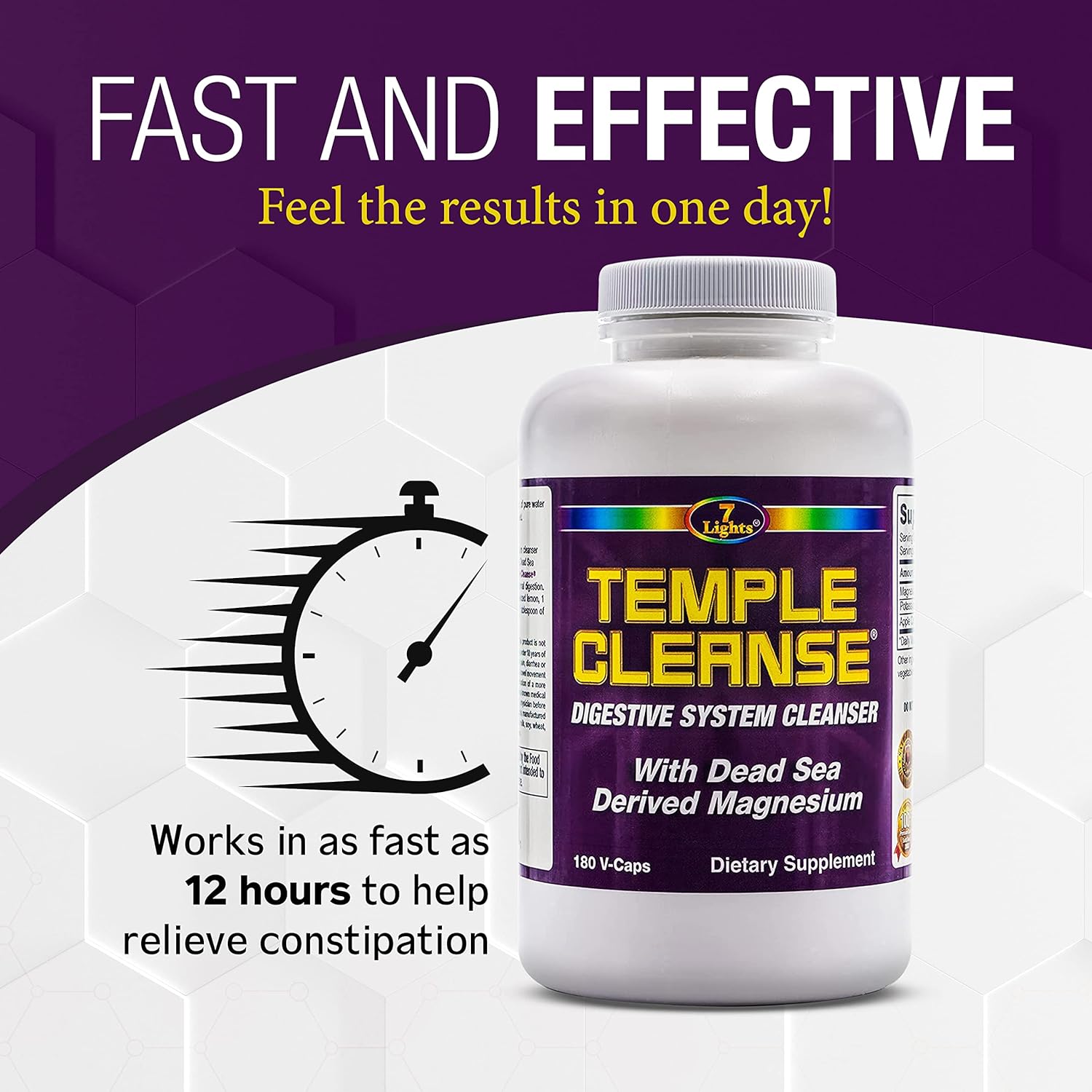 Temple Cleanse 120 Count |3-Pack |360 Capsules Total, Oxygen & Dead Sea Magnesium Colon Cleanse Detox, Fast-Acting Constipation Relief, No Gas/Bloating, Vegan Gluten-Free Digestive Cleanse, Gentle