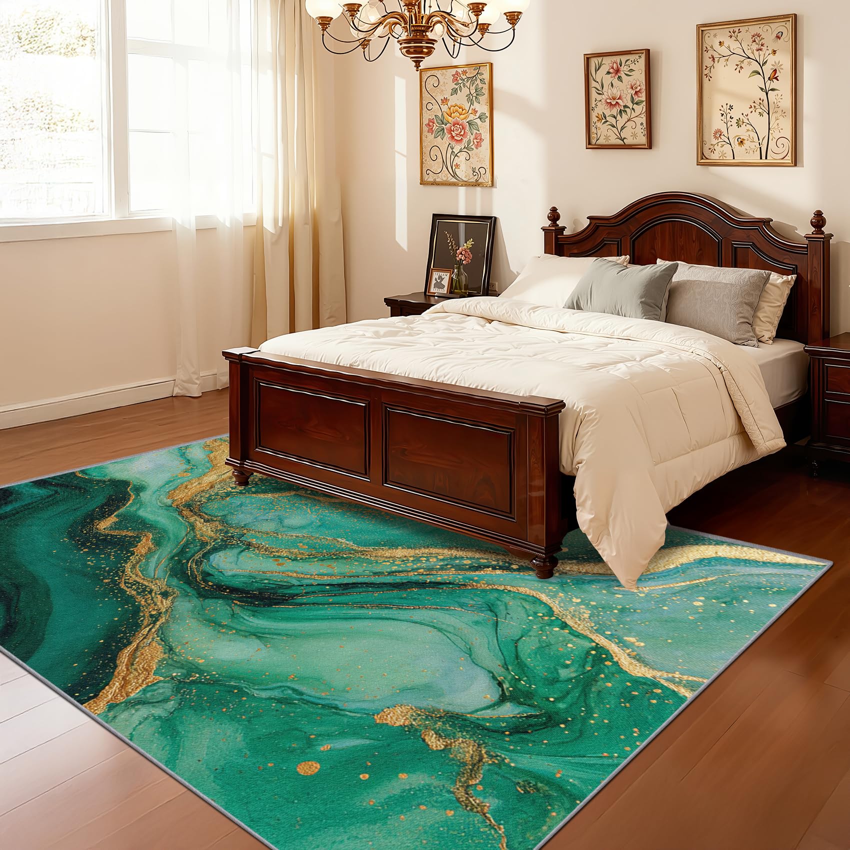 Mistela Marmor Teppich 160x230 cm Grün Gold