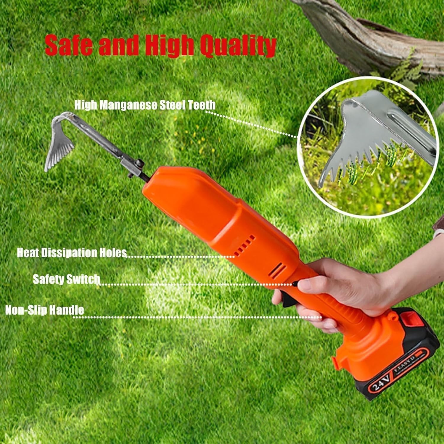 Zappa da Giardino Motorizzata A Batteria da 21 V, 2 in 1, Rastrello per Erbacce E Zappa da Giardino, Zappa Elettrica Portatile con Batteria E unità di Ricarica, Manico R, One Color, 1 Batterie