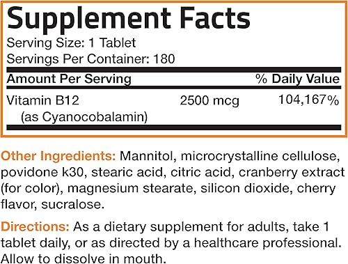 Miniatura 6 de Vitamina B12 de Bronson 0000088 oz sublingual de rápida liberación 1
