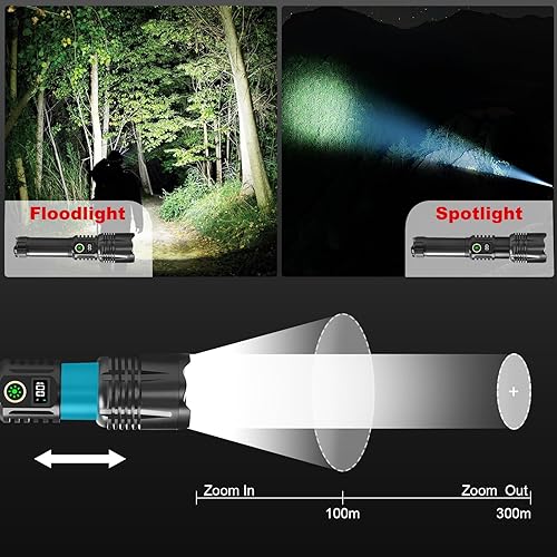 Miniatura 3 de Linterna recargable de alto brillo  900000 lúmenes LED más brillante, 5000mAh gran capacidad, 5 modos, IPX6 impermeable potente linterna de mano,